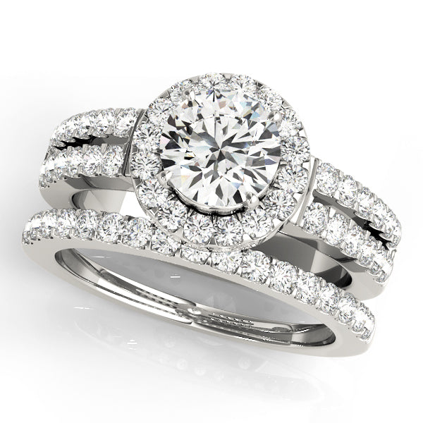 18K White Gold 1 ct Diamond Halo Engagement Ring