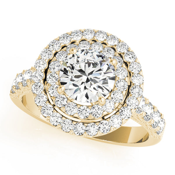 18K Yellow Gold 2 CT Diamond Halo Engagement Ring