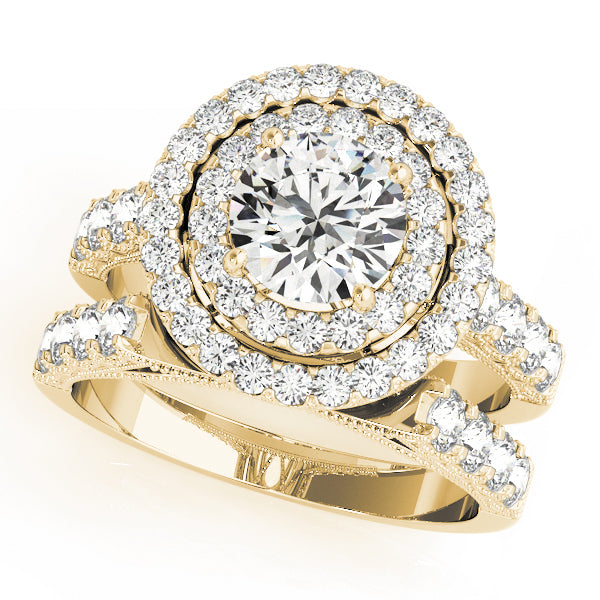 18K Yellow Gold 2 CT Diamond Halo Engagement Ring