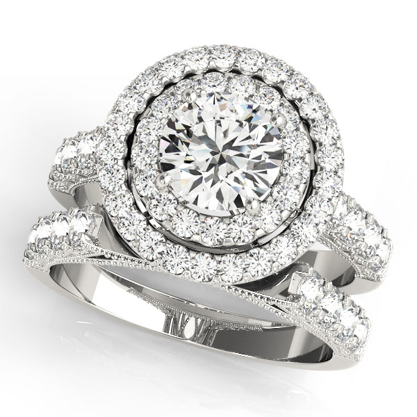 18K White Gold 2 ct Diamond Halo Engagement Ring
