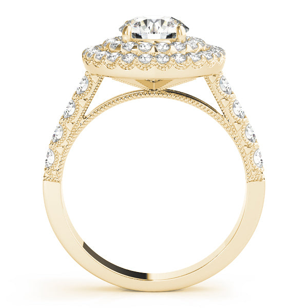 18K Yellow Gold 2 CT Diamond Halo Engagement Ring