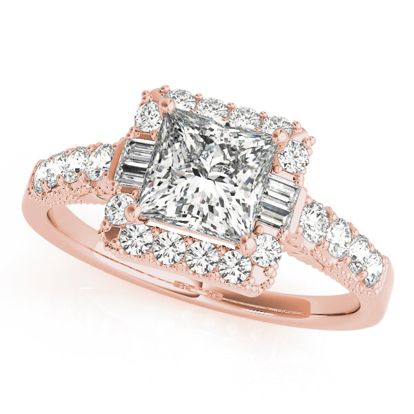 14K Rose Gold 1.5ctw Diamond Halo Engagement Ring
