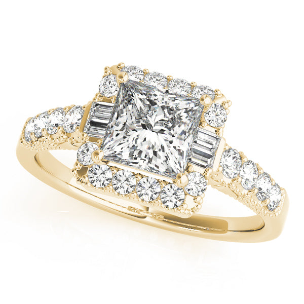 18K Yellow Gold 1.5ctw Diamond Halo Engagement Ring