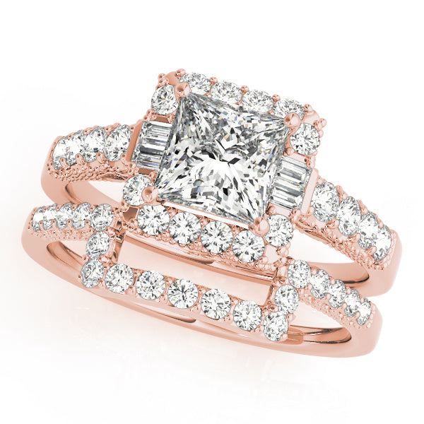 14K Rose Gold 1.5ctw Diamond Halo Engagement Ring