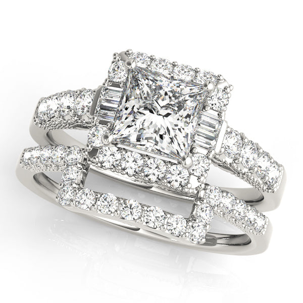Platinum 1.5ctw Diamond Halo Engagement Ring