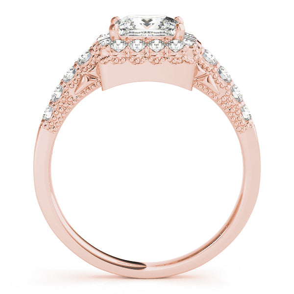 14K Rose Gold 1.5ctw Diamond Halo Engagement Ring