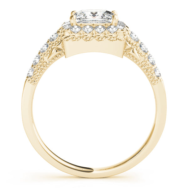 18K Yellow Gold 1.5ctw Diamond Halo Engagement Ring