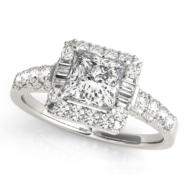 14K White Gold 1.5ctw Diamond Halo Engagement Ring
