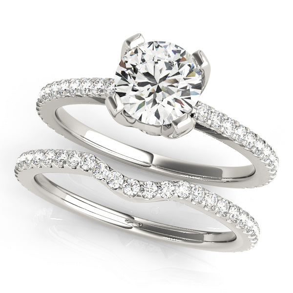 Platinum Round Diamond Single Row Engagement Ring 3/4 ctw