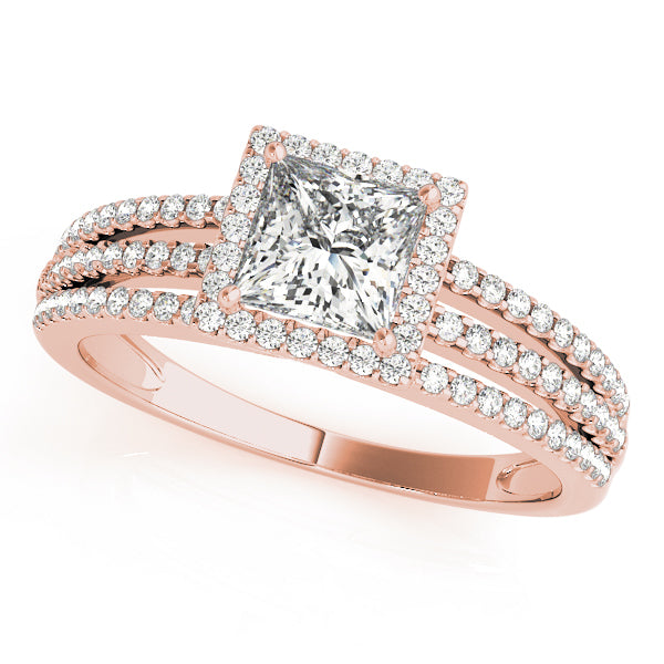18K Rose Gold 1.25ctw Diamond Halo Engagement Ring