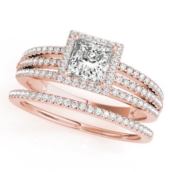 18K Rose Gold 1.25ctw Diamond Halo Engagement Ring