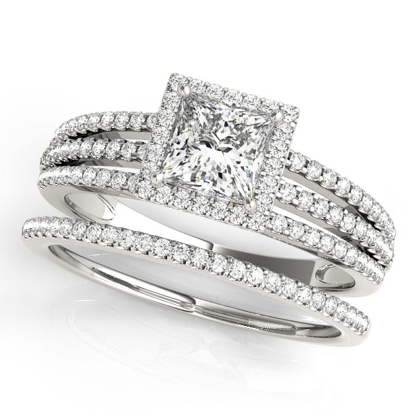 Platinum White Diamond Halo Engagement Ring