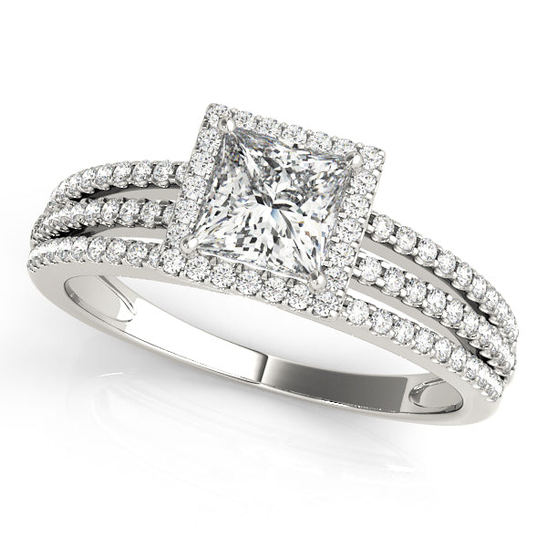 Platinum White Diamond Halo Engagement Ring