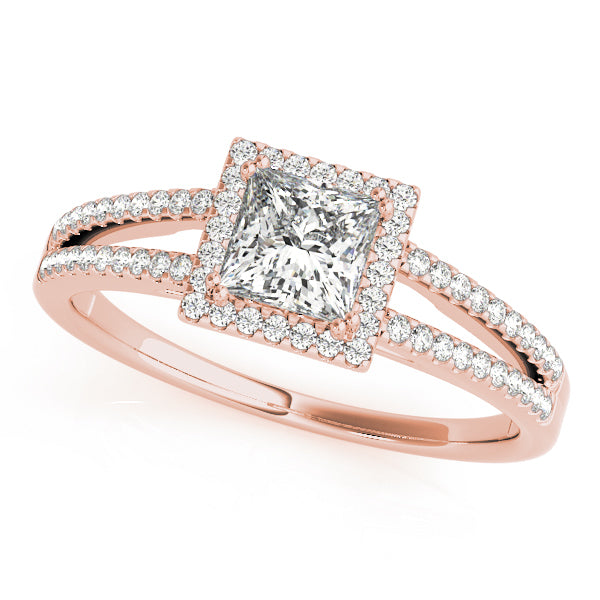 18K Rose Gold 1 CT Diamond Halo Engagement Ring