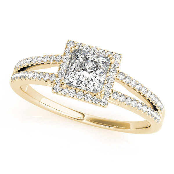 18K Yellow Gold 1 CT Diamond Halo Engagement Ring