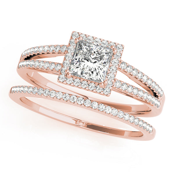 18K Rose Gold 1 CT Diamond Halo Engagement Ring