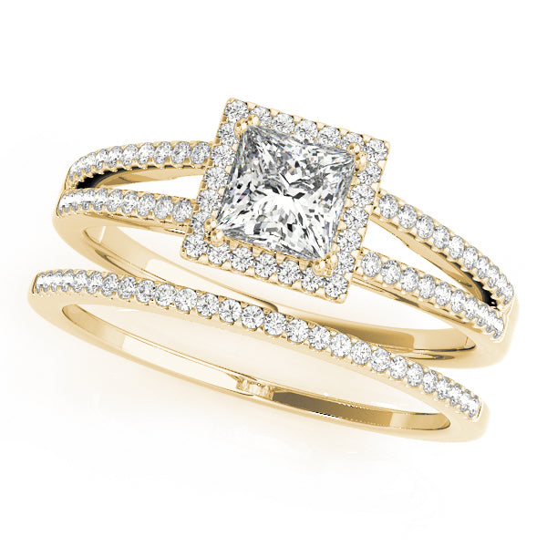 18K Yellow Gold 1 CT Diamond Halo Engagement Ring