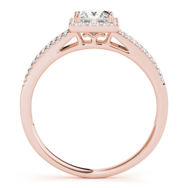 18K Rose Gold 1 CT Diamond Halo Engagement Ring