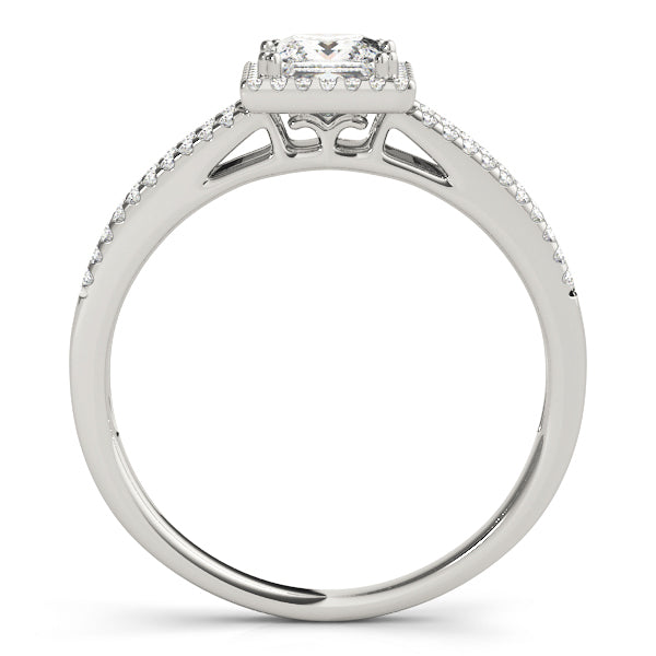 18K White Gold 1 CT Diamond Halo Engagement Ring