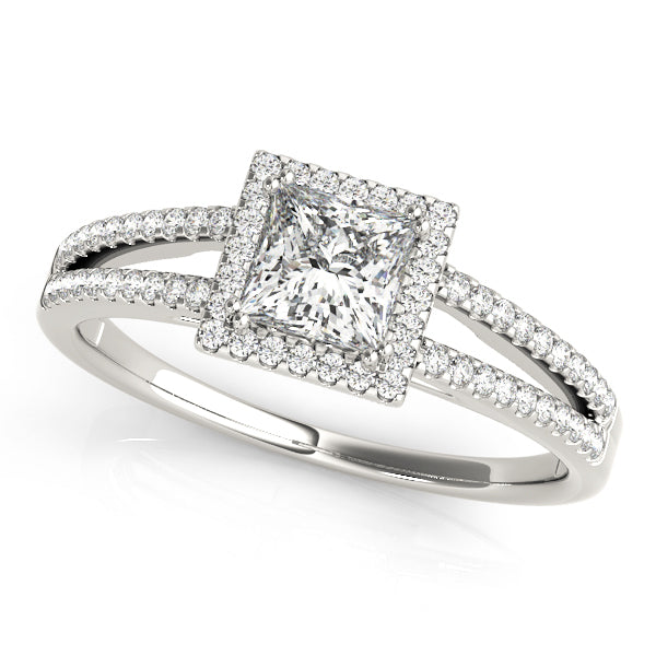 18K White Gold 1 CT Diamond Halo Engagement Ring