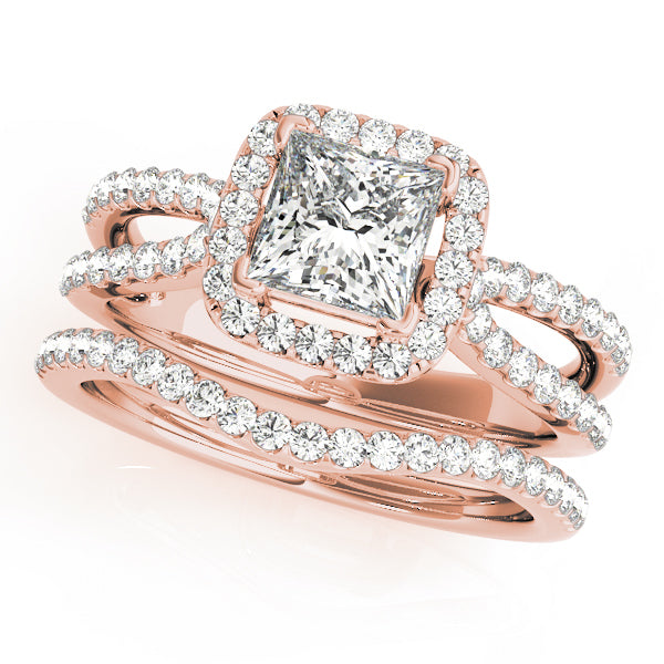 14K Rose Gold 1.16 ctw Diamond Halo Engagement Ring