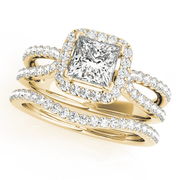 18K Yellow Gold 1.16 ctw Diamond Halo Engagement Ring