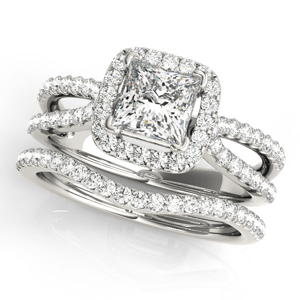 18K White Gold 1.16 ctw Diamond Halo Engagement Ring