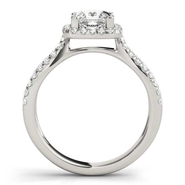 Platinum White Diamond Halo Engagement Ring