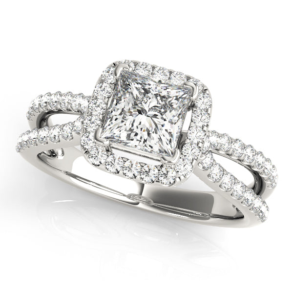 18K White Gold 1.16 ctw Diamond Halo Engagement Ring