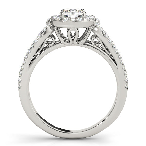 Platinum White Round Diamond Halo Ring