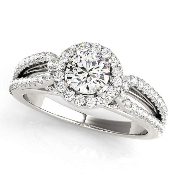 Platinum White Round Diamond Halo Ring