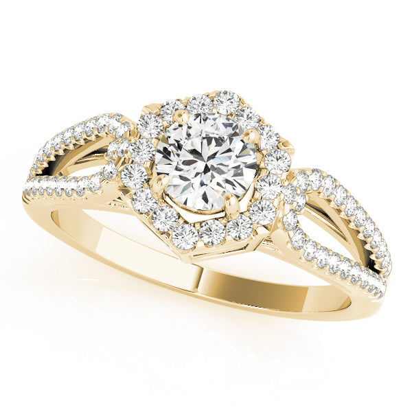 18K Yellow Gold 1 ct Diamond Halo Engagement Ring
