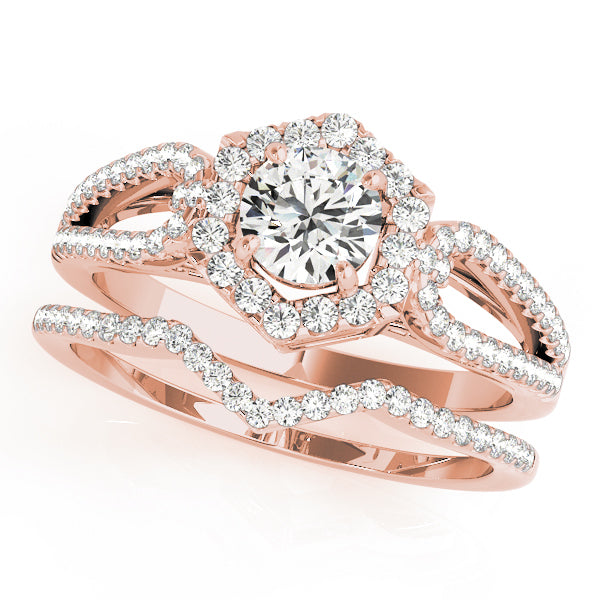 14K Rose Gold 1 CT Diamond Halo Engagement Ring