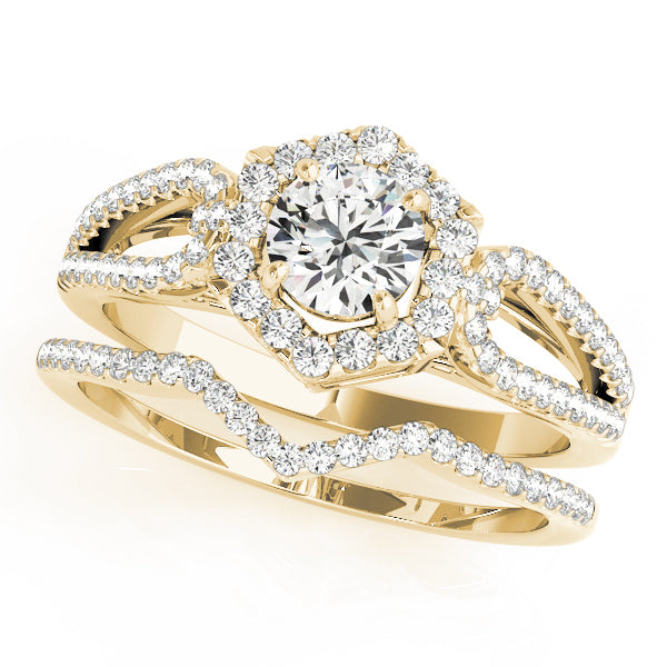 18K Yellow Gold 1 ct Diamond Halo Engagement Ring