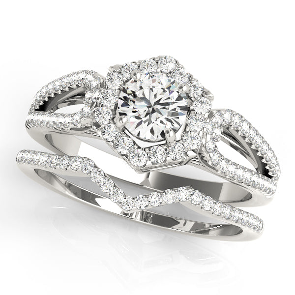 Platinum 1 CT Round Diamond Halo Engagement Ring
