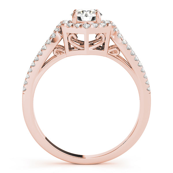 14K Rose Gold 1 CT Diamond Halo Engagement Ring