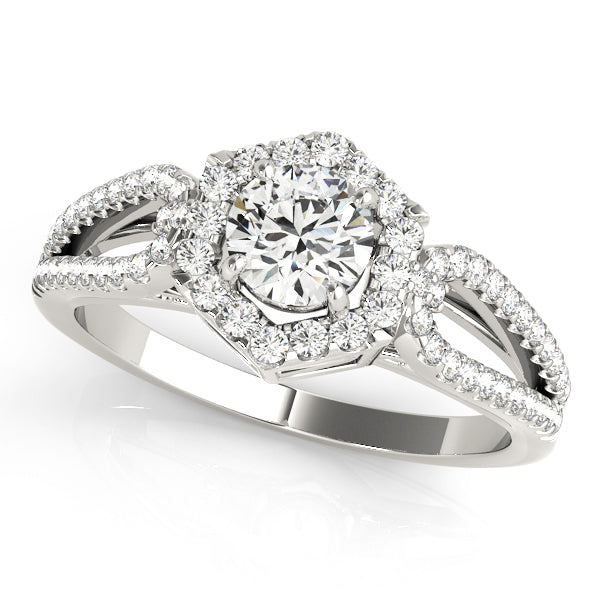 18K White Gold 1 CT Diamond Halo Engagement Ring