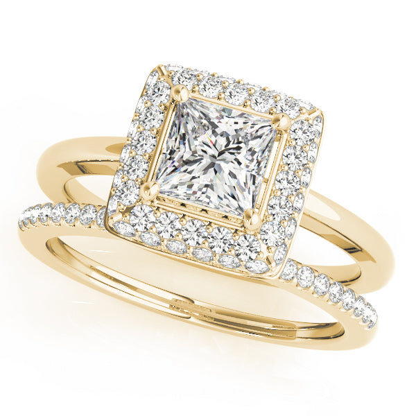 18K Yellow Gold 1.20ctw Diamond Halo Engagement Ring