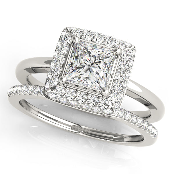 Platinum White Diamond Halo Engagement Ring