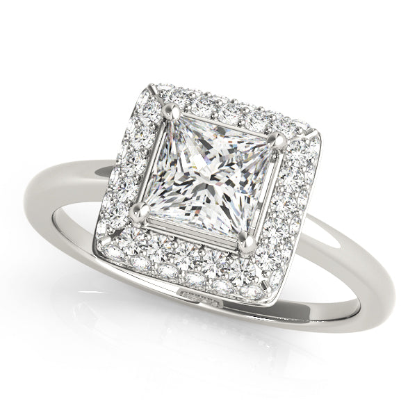 14K White Gold 1.20ctw Diamond Halo Engagement Ring
