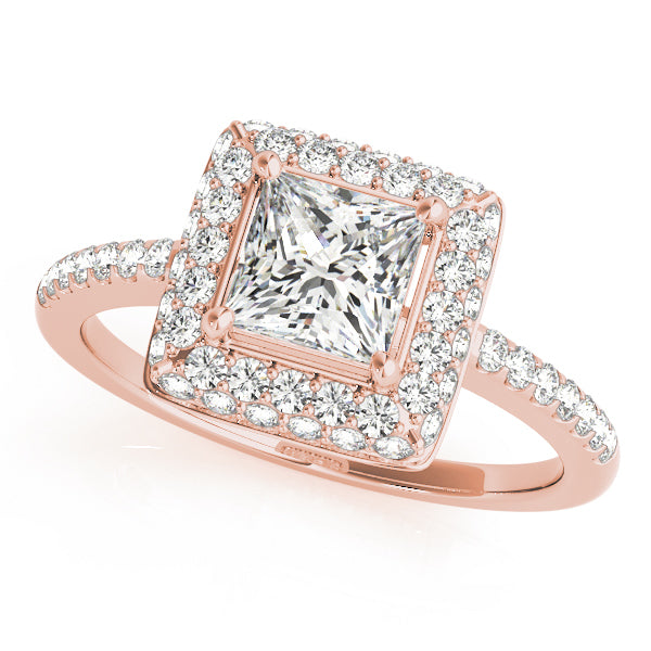 18K Rose Gold 1.20ctw Diamond Halo Engagement Ring