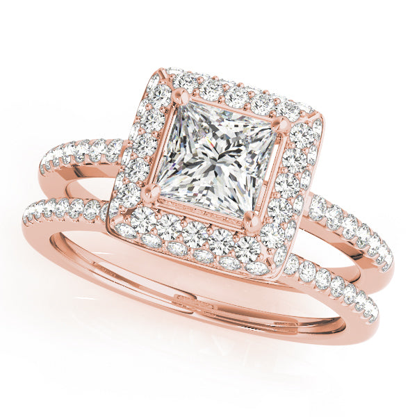 18K Rose Gold 1.20ctw Diamond Halo Engagement Ring