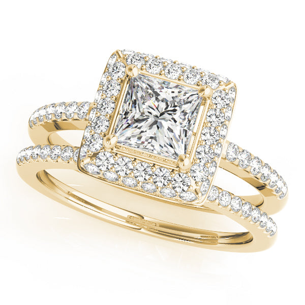 18K Yellow Gold 1.20 ctw Diamond Halo Engagement Ring