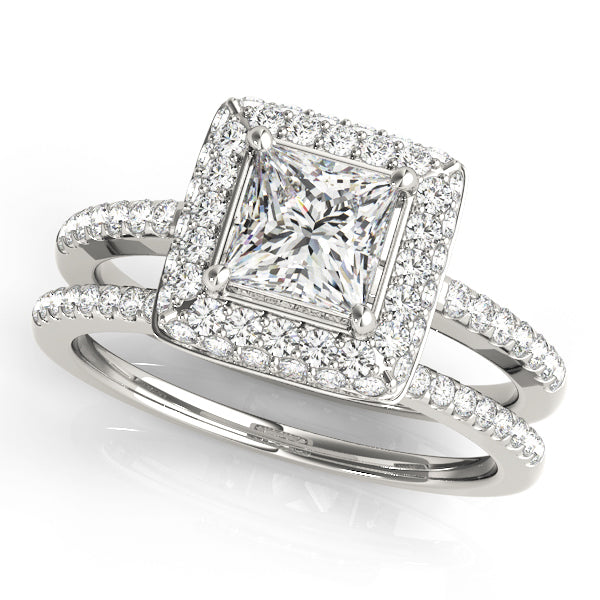 Platinum White Diamond Halo Engagement Ring