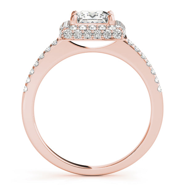 18K Rose Gold 1.20ctw Diamond Halo Engagement Ring