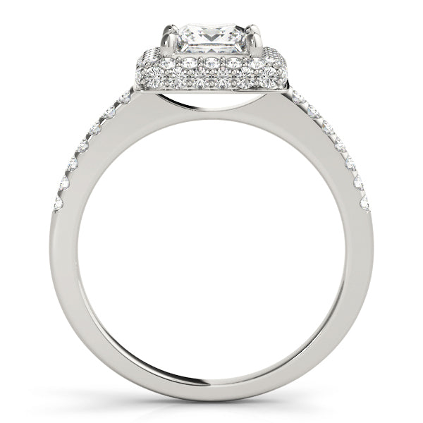 18K White Gold 1.20ctw Diamond Halo Engagement Ring