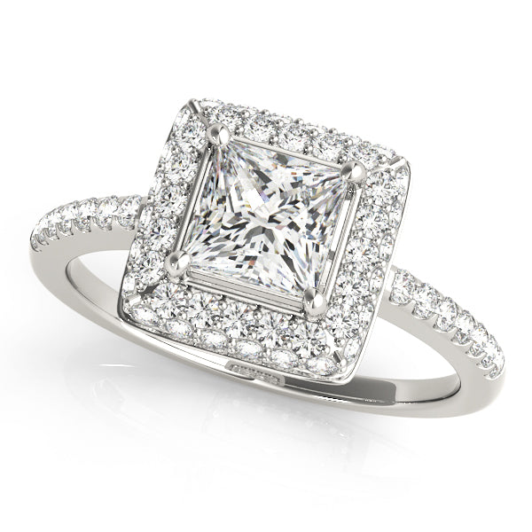 18K White Gold 1.20ctw Diamond Halo Engagement Ring