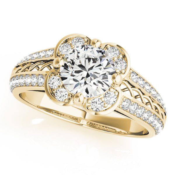 18K Yellow Gold 1 CT Diamond Halo Engagement Ring