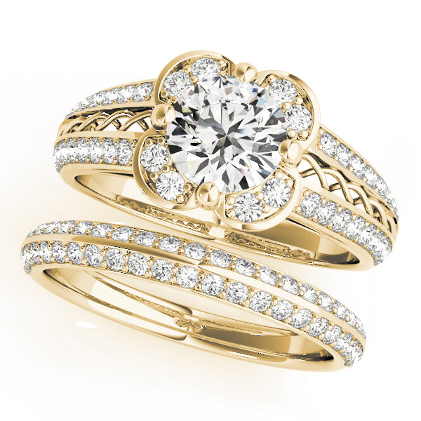 18K Yellow Gold 1 CT Diamond Halo Engagement Ring