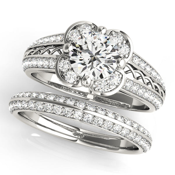 14K White Gold 1 CT Diamond Halo Engagement Ring